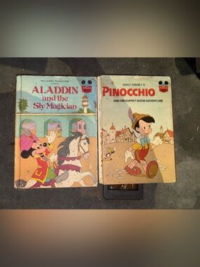 Walt Disney Pinocchio & Aladdin Kids Hardcover Storybooks - Colorful Covers